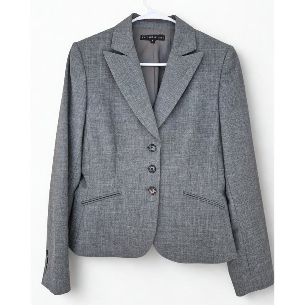 Antonio Melani Sz 8 Jacket Blazer Suiting Gray Career Neutral Closet Staple